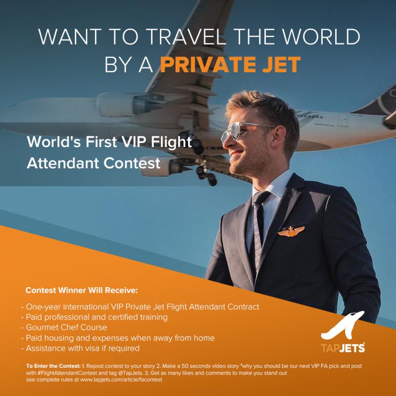 TapJets announced the World's first Instagram Flight Attendant Contest