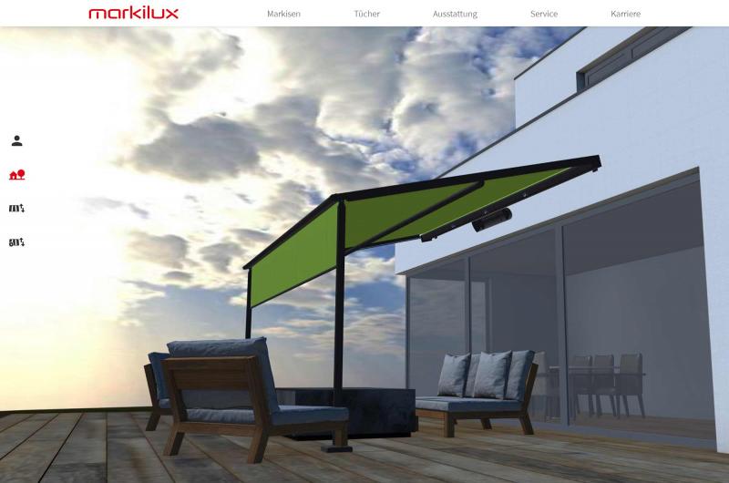 The new product configurator on the markilux website can be operated intuitively and quickly helps users find their perfect awning
