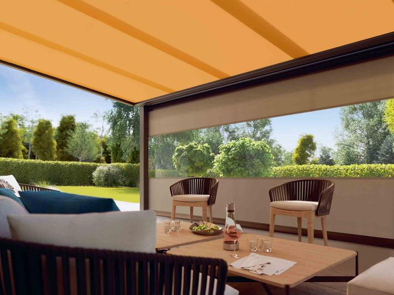 Some awning models, including a number manufactured by markilux, also provide protection against light wind and moderate rain.