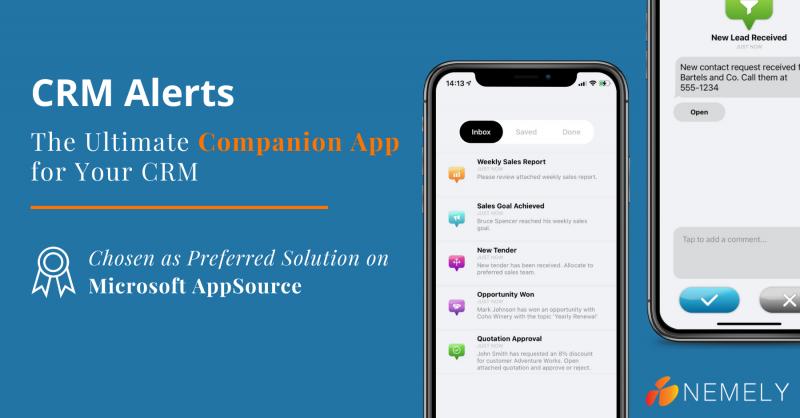 Nemely's CRM Alerts App Selected as Microsoft Preferred Solution
