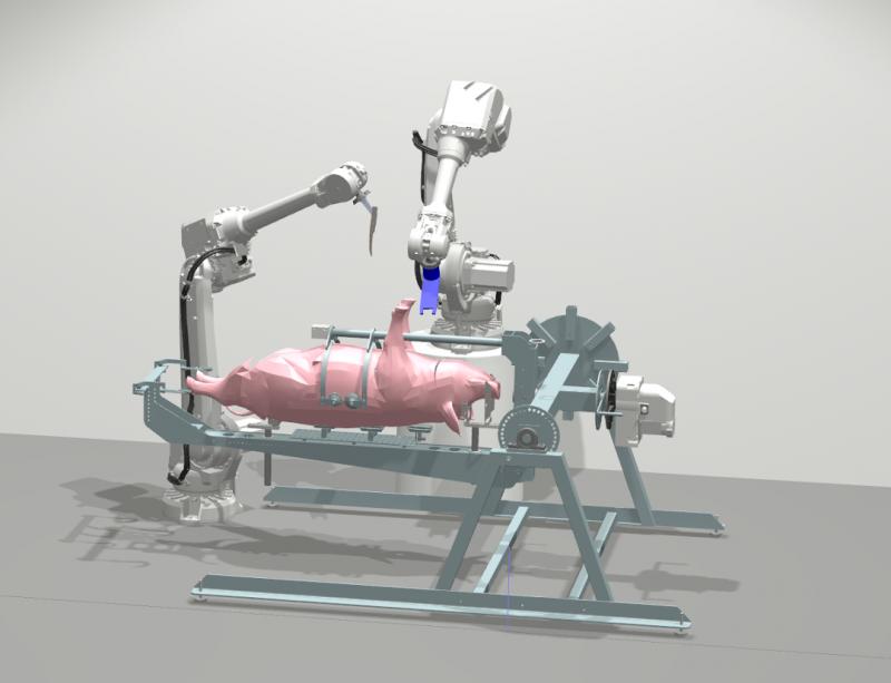 Illustration showing Robutchers Meat Factory Cell concept