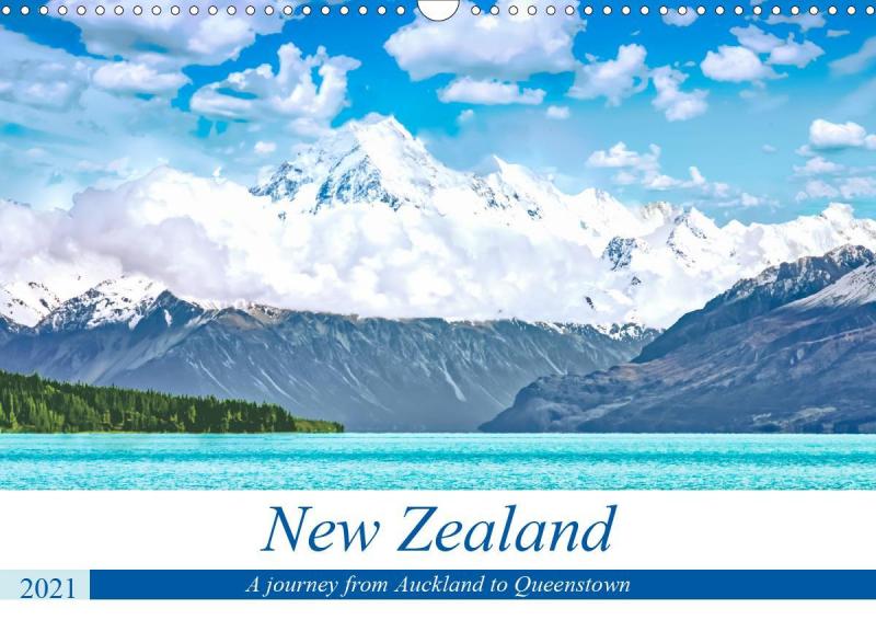 A journey from Auckland to Queenstown - Monthly calendar, 14 pages