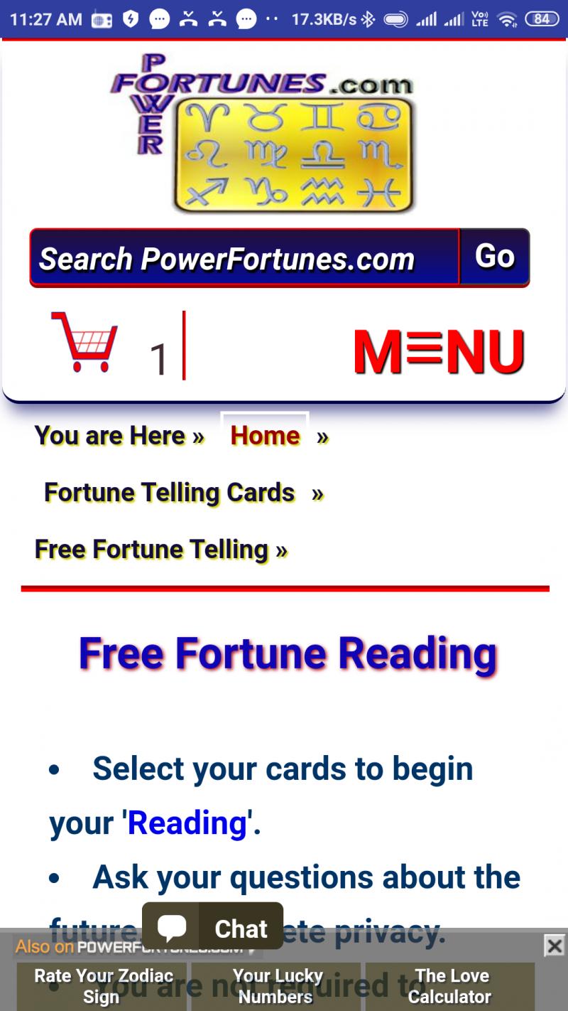 Screenshot of the PowerFortunes.com mobile app.