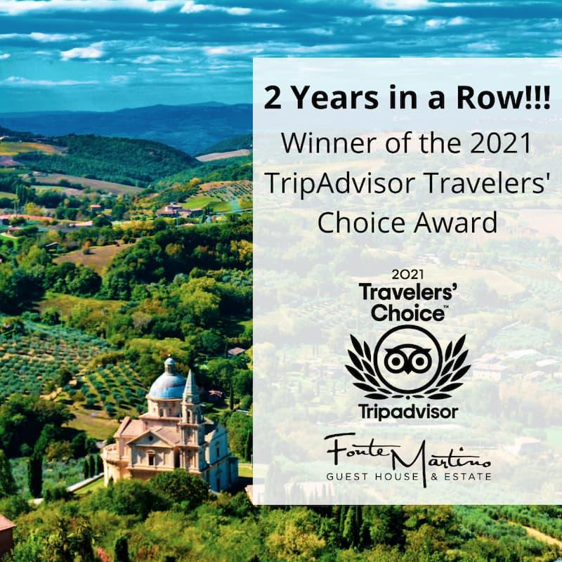 Fonte Martino Guest House & Estate Wins 2021 TripAdvisor Travelers’ Choice Award