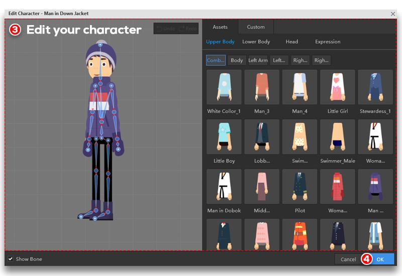 Mango Animate Character Maker Can Change Character Outfits.