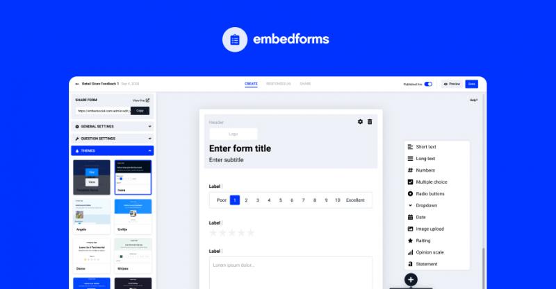 EmbedForms: New Web Form Builder to Collect Customer Feedback