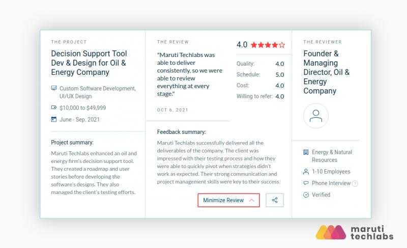 Maruti Techlabs Records a New Review on Clutch for Custom Software Development