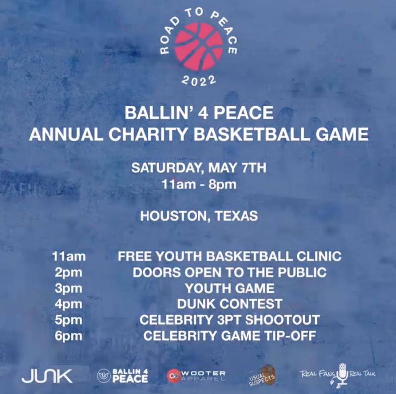 Join Ballin 4 Peace on Saturday, May 7th for a Charity Basketball Game at Texas Southern University in an effort to give back.