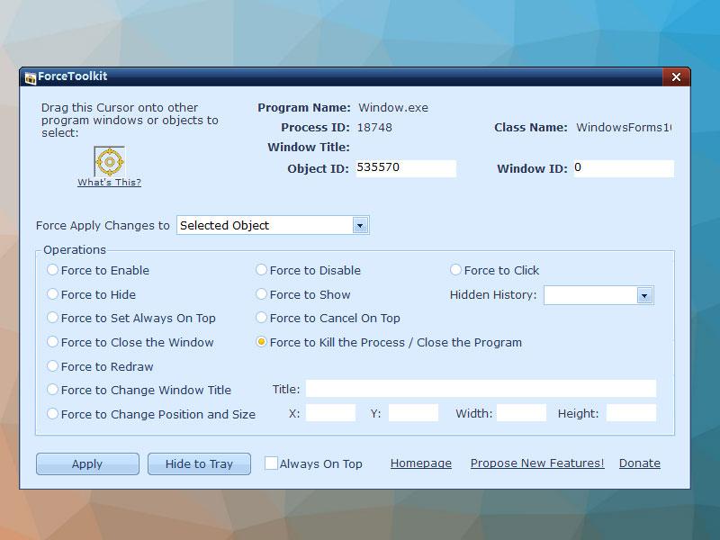 A New Tool Forcefully Changes the Look and Behavior of a Window or a Control in Other Programs
