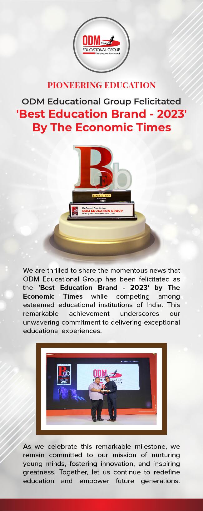 ODM Educational Group Felicitated as 'Best Education Brand -