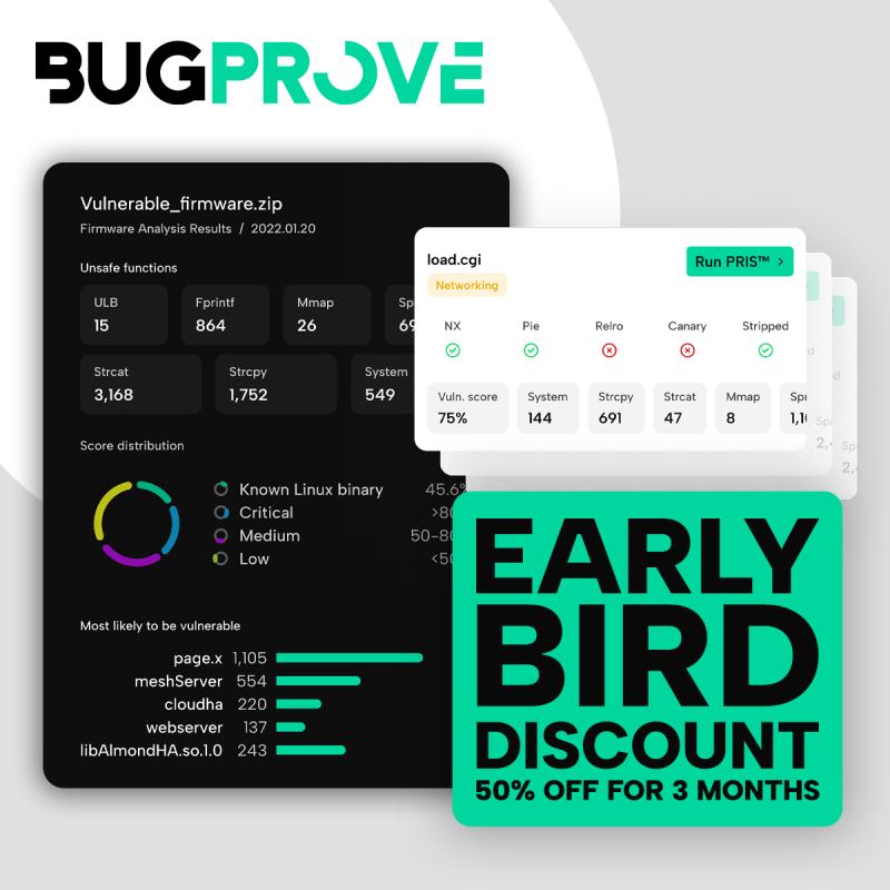BugProve Introduces Early Bird Offer for Innovative Firmware Analysis Platform, Empowering Manufacturers and Cybersecurity Professionals