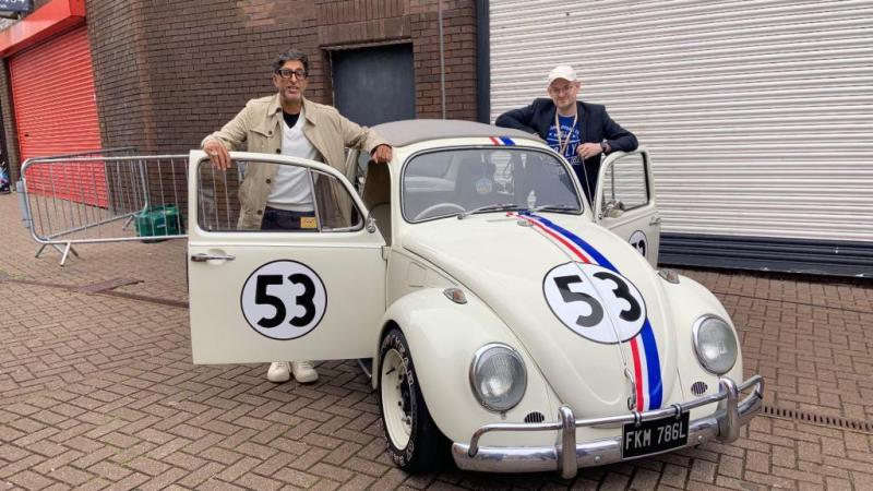 Scots TV star Sanjeev, film-maker Frank McGowan and "Herbie".