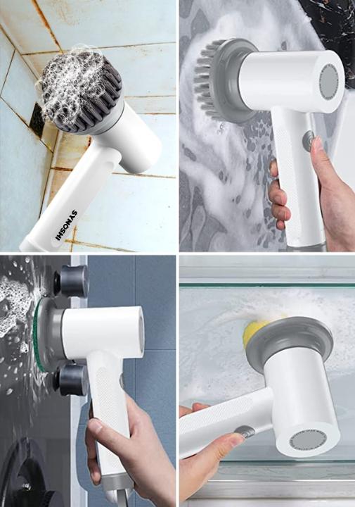Electric Spin Scrubber Rechargeable Cordless Electric Cleaning Brush  Hand-held Power Scrub Brush With 1200mah Battery For Kitchen Bathroom Wall  Tile F