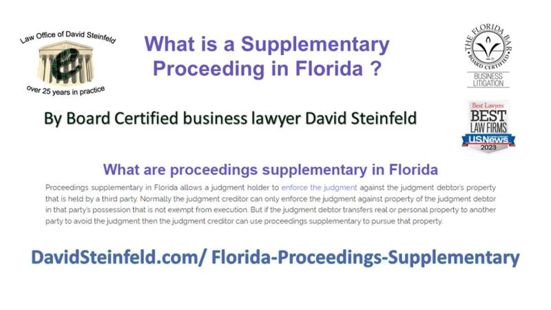 Proceedings supplementary explained by expert business lawyer David Steinfeld
