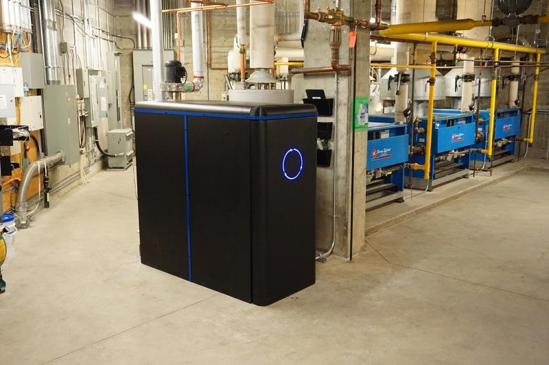 CarbinX in action: A glimpse of our micro-scale carbon capture system seamlessly integrating into a mechanical room