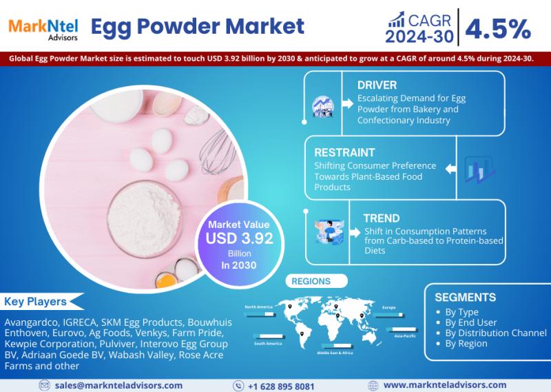 Global Egg Powder Market Reaches USD 3.92 Billion By 2030,