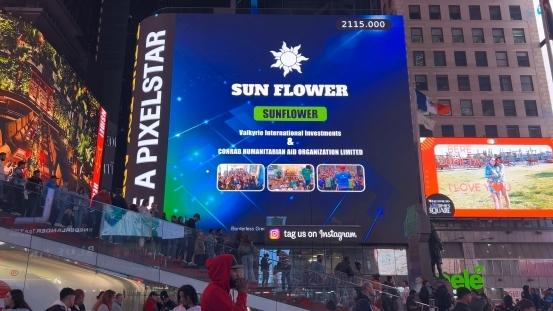 Sunflower makes its debut on the TXS big screen in Times Square,