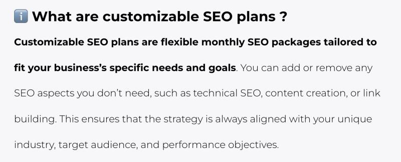 Customizable SEO Plans An interesting fact is that custom SEO packages are also an excellent choice for various types of businesses, whether it's a local business in Chicago or a large company targeting international markets.