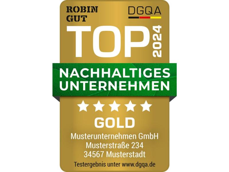 The ROBIN GUT sustainability seal in "GOLD". (© DGQA-Deutsche Gesellschaft für Qualitätsanalysen mbH)