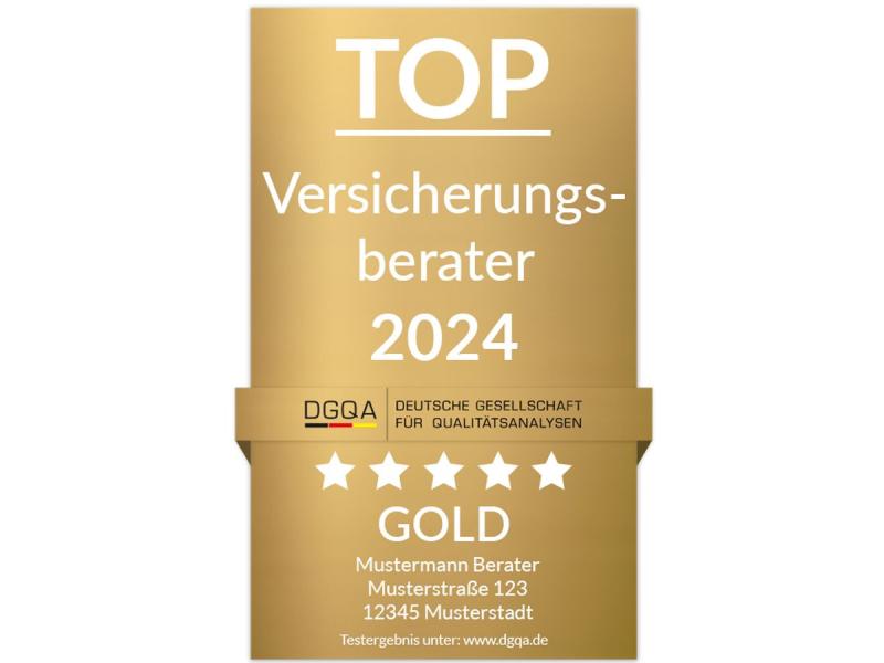 The DGQA quality seal (example) for financial service providers (© DGQA - Deutsche Gesellschaft für Qualitätsanalysen mbH)