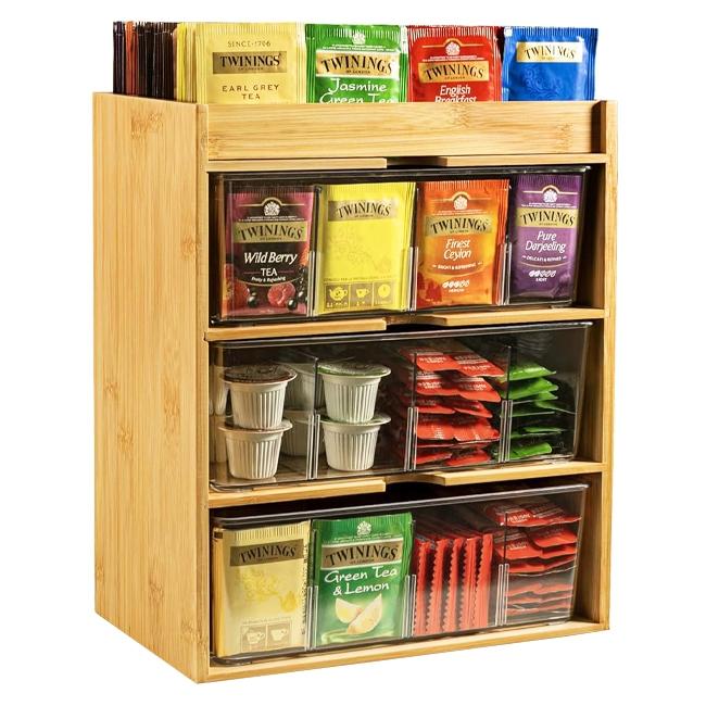 TP Display: FB214 Bamboo Wood Retail Countertop Display with Acrylic Drawers