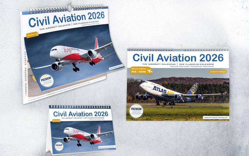 Three aircraft calendars 2026 as an ideal Christmas present: Civil Aviation 2026 ( (C) iulias verlag, Rinco Albert)