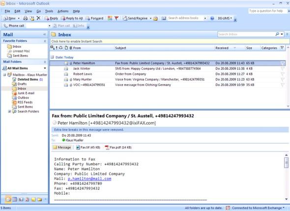 serVonic IXI-UMS for medium-sized businesses: SMB make use of unified messaging integrated in Windows Essential Business Server 2008