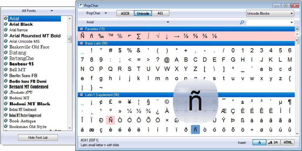 PopChar Win 5.0 adds user-defined character and font favorites