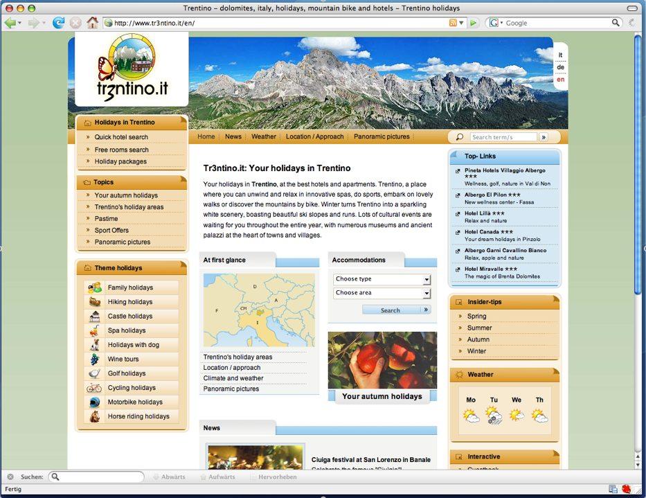 tr3ntino.it - the web portal for the Dolomites region