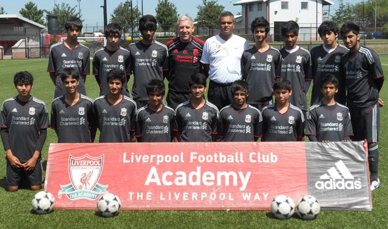 Indian children train at Liverpool Academy.