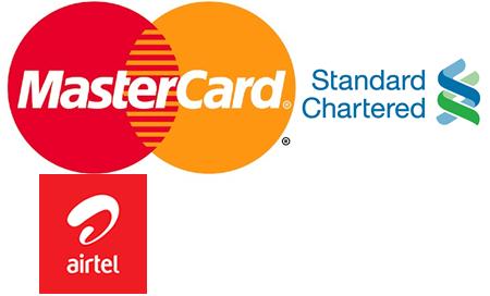 Mastercard, Standard Chartered and Airtel Logo