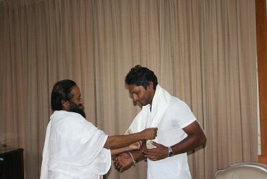 Sri Lankan Cricket Captain with Sri Sri Ravi Shankar