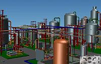 A pharma plant and its 3D model, designed by CEL International with MPDS4
